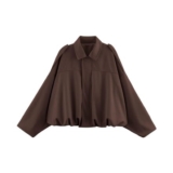Aiixnze Suede Womens Bomber Jacket Batwing Long Sleeve Streetwear