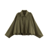 Aiixnze Womens Suede Jacket Oversized Bomber Batwing Streetwear