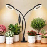 Ainiv 2 Head Grow Lights for Indoor Plants, 96 LEDs Full Spectrum Clip Grow Lamp with 3/9/12H Timer, 3 Light Mode, 10-Level Dimmable, for Indoor Growing and Seed Starting Energy Class C