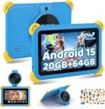 Ainmel Kids Tablet 7 inch Android 15 Tablet for Kids, 20GB64GB (TF 1TB), Android Tablet with Parental Control, AI Dual Cam&Learning, WiFi 6/BT 5.3, Widevine L1, Kid Tablet with Protective Case – Blue