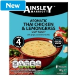Ainsley Harriott Aromatic Thai Chicken & Lemongrass / Creamy Vegetable Chowder / Tangy Tomato & Red Pepper Cup Soup 80g