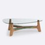 Aiole Glass and Walnut Double-Top Coffee Table
