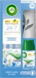 Air Wick Automatic Air Freshener Freshmatic Spray Kit, Crisp Linen & Lilac, 1 Gadget & 1 Refills (250ml), Natural Essential Oils, Last up to 70 Days, Air freshener