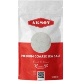 Aksoy Medium Coarse Sea Salt 1KG, Premium Coarse Grain, GMO Free, Vegan, Chemical Free, All-Natural Salt (S&S £2.39)