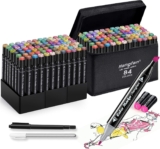 Alcohol Based Ink Art Markers, 84 Colors Broad&Fine Dual Tip Permanent Markers Pen Set for Professional Coloring Illustrations Sketch Drawing Painting Card Making (Black)
