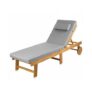Alfresia Acacia Wooden Wheeled Sun Lounger with Luxury Grey Cushion