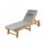 Alfresia Acacia Wooden Wheeled Sun Lounger with Luxury Grey Cushion