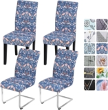 Alishomtll Dining Chair Covers Set of 4 Stretch Chair Slipcovers Swing Chair Elastic Removable Washable Dining Room Chair Covers Protector for Kitchen Banquet Restaurant (Strawberry Thief, 4pcs)