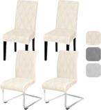 Alishomtll Dining Chair Covers Set of 4 Stretch Chair Slipcovers Universal for Swing Chair Jacquard Elastic Removable Washable Dining Room Chair Protector for Banquet Wedding Ceremony (Beige, 4 pcs)