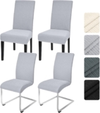 Alishomtll Dining Chair Covers Set of 4, Universal Fit Stretch Spandex Chair Slipcovers, Washable Removable Chair Protector for Dining Room Kitchen Banquet Wedding Party (Light Grey, 4psc)