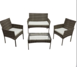Alivio 4 Piece Rattan Sofa Set Patio Furniture with Coffee Table – Grey – Sold & Shipped by HIRIX International Ltd