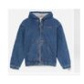All Gender Denim Full-Zip Hooded Bomber in Blue