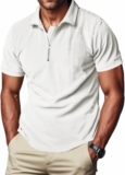 Allthemen Mens Polo Shirt Short Sleeve Summer Zipper Corduroy Shirts Casual Golf Shirt