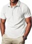 Allthemen Mens Polo Shirt Short Sleeve Summer Zipper Corduroy Shirts Casual Golf Shirt