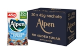 Alpen No Added Sugar Muesli, Breakfast, High in Fibre, Vegetarian, Low Sugar, (Pack of 30) 45g