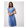 Alyssia Button through Paisley Jersey Dress in Blue
