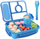 Amathley Bento Box Adult Lunch Box,Leakproof Lunch Box Kids with 1300ML-5 Compartments,Bento Box with Sauce Vontainers,Microwave & Dishwasher & Freezer (Blue)
