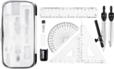Amazon Basics 10-Piece Maths Kit – Includes Compasses, Lead, Rubber, Sharpener, Protractor, Triangles, Ruler and Carrying Box