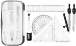 Amazon Basics 10-Piece Maths Kit – Includes Compasses, Lead, Rubber, Sharpener, Protractor, Triangles, Ruler and Carrying Box
