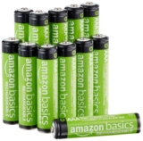 Amazon Basics 12-Pack Rechargeable AAA NiMH Performance Batteries, 800 mAh, 1.2V Amazon prime member pricing