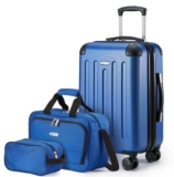 Amazon Basics 3-Piece Hardside Carry-On Luggage Set with Tote & Travel Bag, Expandable, Navy Blue (Rose Gold £62.36)