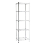 Amazon Basics 5-Shelf Tower, Adjustable Chrome Shelving Unit