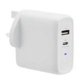Amazon Basics 63W Two-Port GaN Wall Charger with 1 USB-C (45W) and 1 USB-A Port (18W)