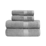 Amazon Basics Bath Towels Set, 4-Piece 100% Cotton 2 Bath (140x70cm), 2 Hand Towels (100x50cm) Soft and Absorbent, Grey (Blue £13.97)
