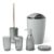 Amazon Basics Bathroom Accessory Set with Toothbrush Holder, Soap Dispenser, Soap Dish, Tumbler, Trash Can, Toilet Brush & Holder, Grey