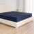 Amazon Basics Bedding Soft Microfibre Emperor Fitted Sheet with 12 inch (30 cm) Deep Pocket, 200 x 200 cm, Navy Blue