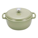 Amazon Basics Cast Iron Casserole Dish with Lid, 6.9 L, Olive