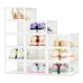 Amazon Basics Clear Stackable Shoe Storage Organizer, Small, Pack 12