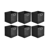 Amazon Basics Collapsible Fabric Storage Cubes with Oval Grommets – 6-Pack – Black