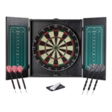 Amazon Basics Dartboard Cabinet Set with 6 Steel Tip Darts, Self-Healing Sisal Fiber, Built-in Scoreboard, Complete Mounting Kit