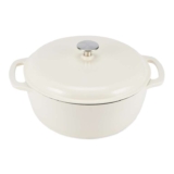 Amazon Basics Enamelled Cast Iron Dutch Oven Casserole with Lid, Heavy-Duty, Round, 6.9 L, White