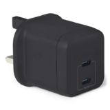Amazon Basics Fast Charging USB C Nano GaN Wall Charger, 35W 2-Port for Tablets Phones, Black