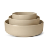 Amazon Basics Glazed Stoneware Serving Bowls, 3-Piece Set, Linen Gray