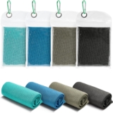 Amazon Basics Gym Cooling Towels for Neck and Face, Working Out, 102 cm x 31 cm, 4-Pack, Black/Gray/Aqua/Navy
