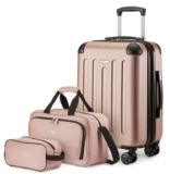 Amazon Basics Hardside Carry-On Spinner Luggage Set, 3-Piece, Carry-On Suitcase, Tote Bag, Compact Travel Bag