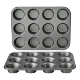 Amazon Basics Nonstick round Carbon Steel Muffin Pan, 2-Pack
