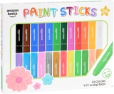 Amazon Basics Paint Sticks For Kids, Fast Drying, Easy Clean up, Washable, Multi-Surface, 24-Pack, Assorted Colors