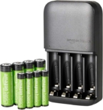 Amazon Basics Rechargeable Batteries NiMH, AAA 800mAh 4-Pack AA 2000mAh 4 Pack with 4 Bay Battery Charger – with Prime
