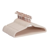 Amazon Basics Slim Velvet Non-Slip Hangers, 50-Pack, Blush Pink/Rose Gold