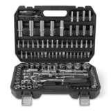Amazon Basics Socket Set, 108-Piece Tool Set with Ratchet, Extenders and Bits, Stamped Markings, Quick-Release