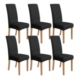 Amazon Basics Stretch Dining Chair Covers, Set of 6, Black