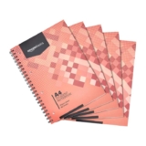 Amazon Basics Wirebound Notebook, 80 Sheets / 160 Pages, A4, 90gsm, 5-Pack