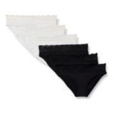 Amazon Essentials 6 Pack Womens Microfibre Lace Trim Bikini Knickers (Size 12)