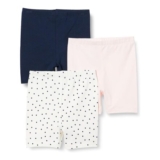 Amazon Essentials Baby Girls Bike Shorts, 3-Pack, Navy/Pink/Dots, 24 Months