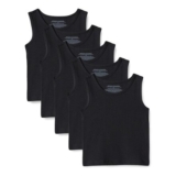 Amazon Essentials Boys Cotton Jersey Vest, Pack of 5, Black