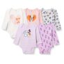Amazon Essentials Disney Unisex Babies Cotton Knit Long-Sleeve Bodysuits, Pack of 5 (0-3 Months) Extra 15% off with Baby Wishlist